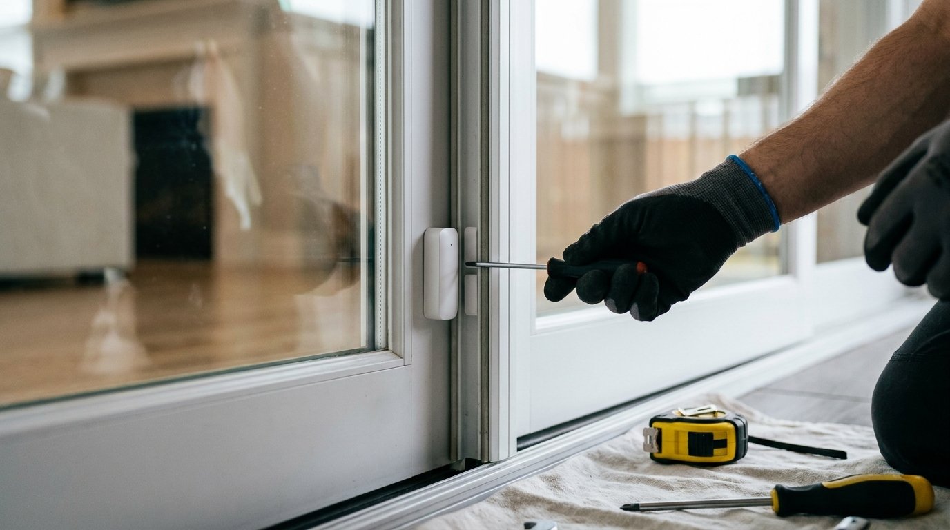 Vérification des points d'entrée et pose d'un détecteur d'ouverture sur une fenêtre